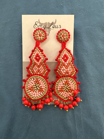 Coral Lexington Seed Bead Earrings