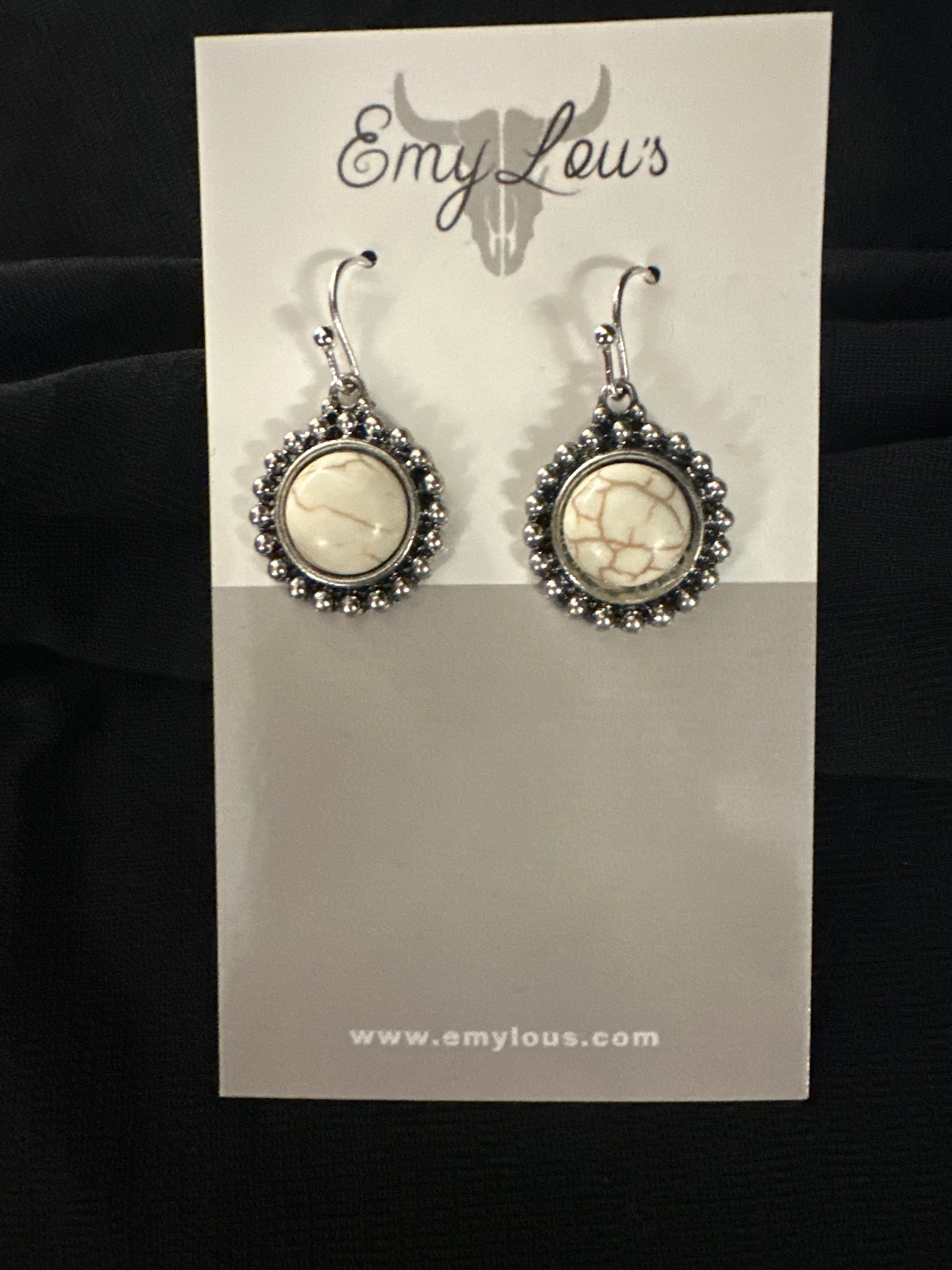 Howlite Wolfdune Silver Pearl Earring