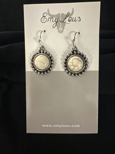 Howlite Wolfdune Silver Pearl Earring