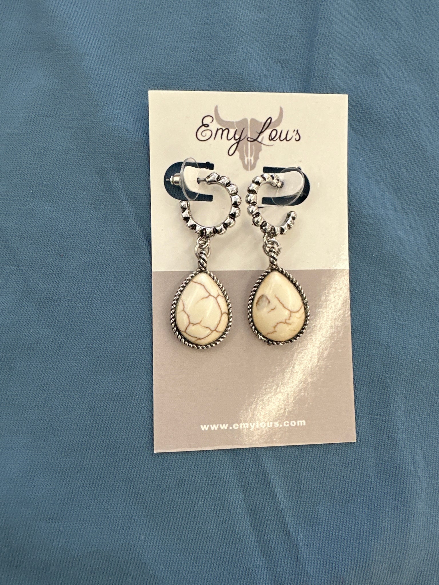 White Kirby Teardrop Earrings