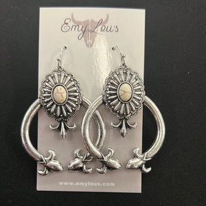 White Glendale Silvertone Earrings