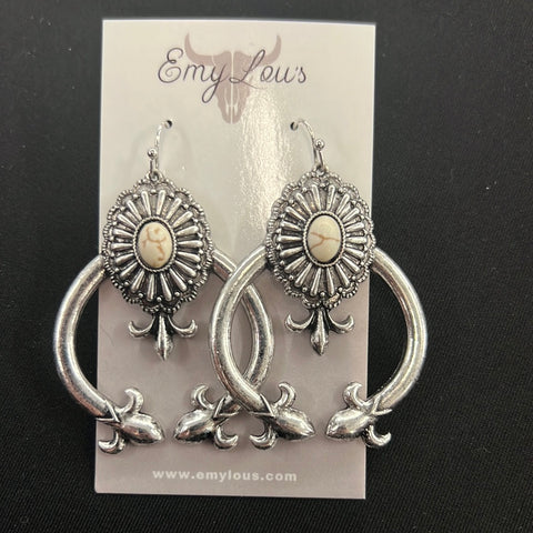 White Glendale Silvertone Earrings