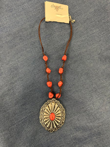 Ridgeland Concho Coral Cord Necklace
