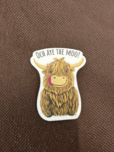 Aye The Moo Highland Sticker