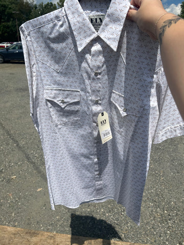 Ely Cattleman Pearl Snap- White Arrowhead Short Sleeve
