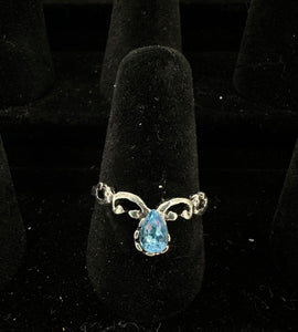Blue Diamond Teardrop Ring