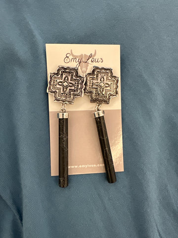 Black Spirit Falls Cross Earrings