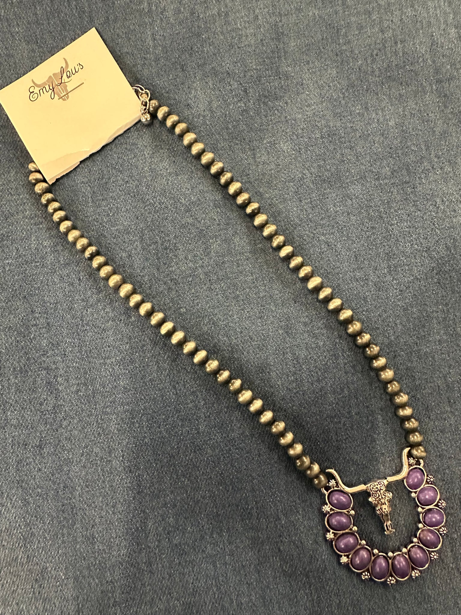 Purple Saddle Ridge Silver Pearl Necklace