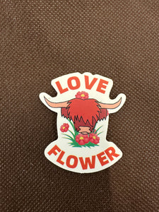 Love Flower Highland Sticker