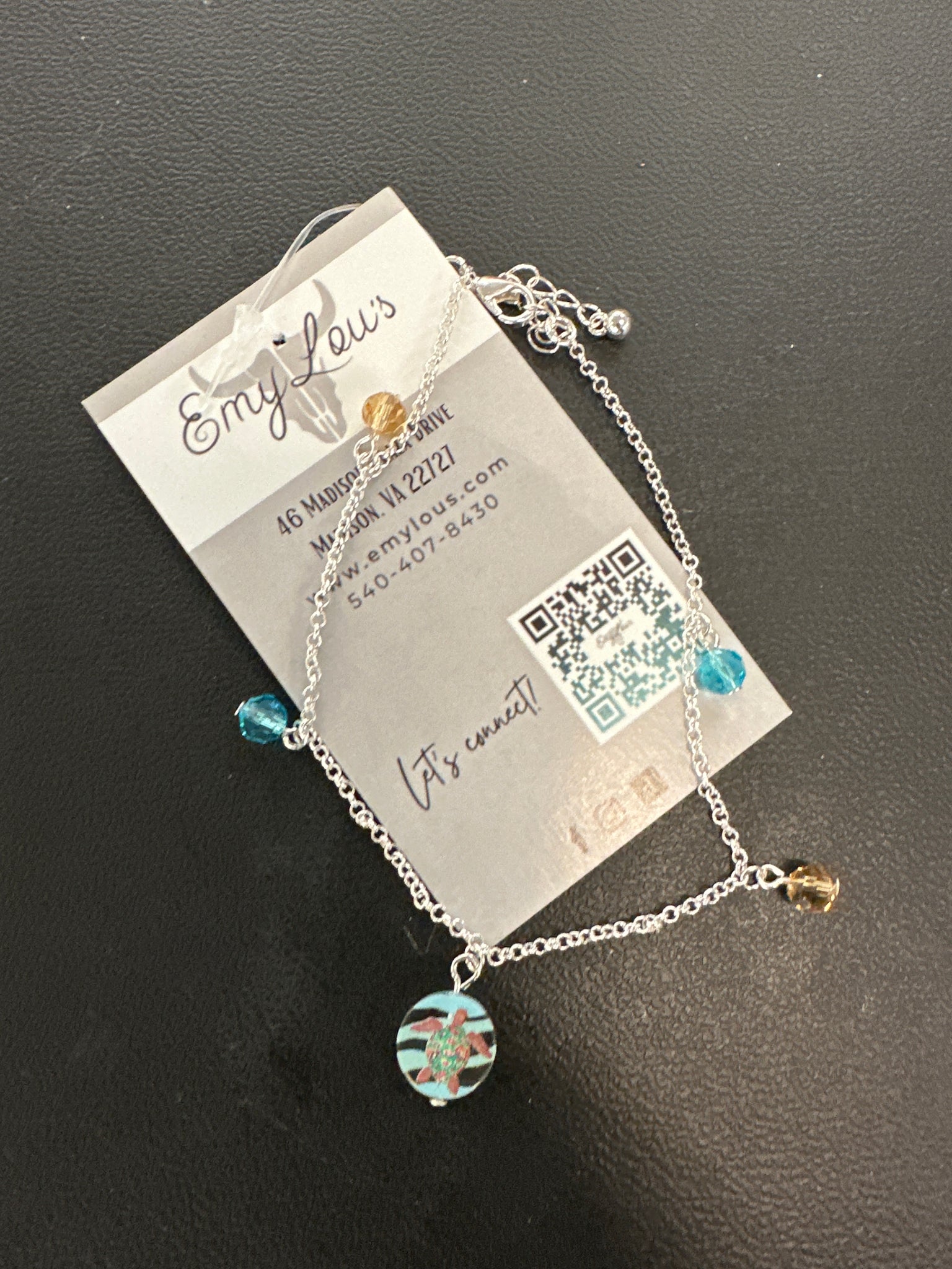 Turtle Disk Silvertone Anklet