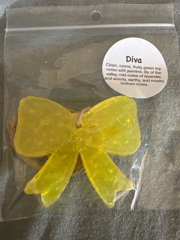 Mini Bow Car Freshie - Yellow Diva
