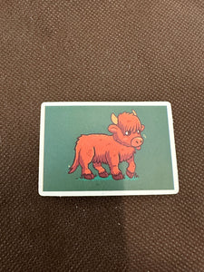 Green Highland Cow Drawing Sticker