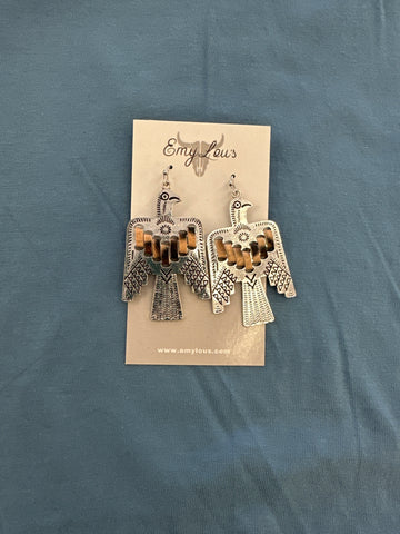 Leopard Print Stitched Firebird Earrings