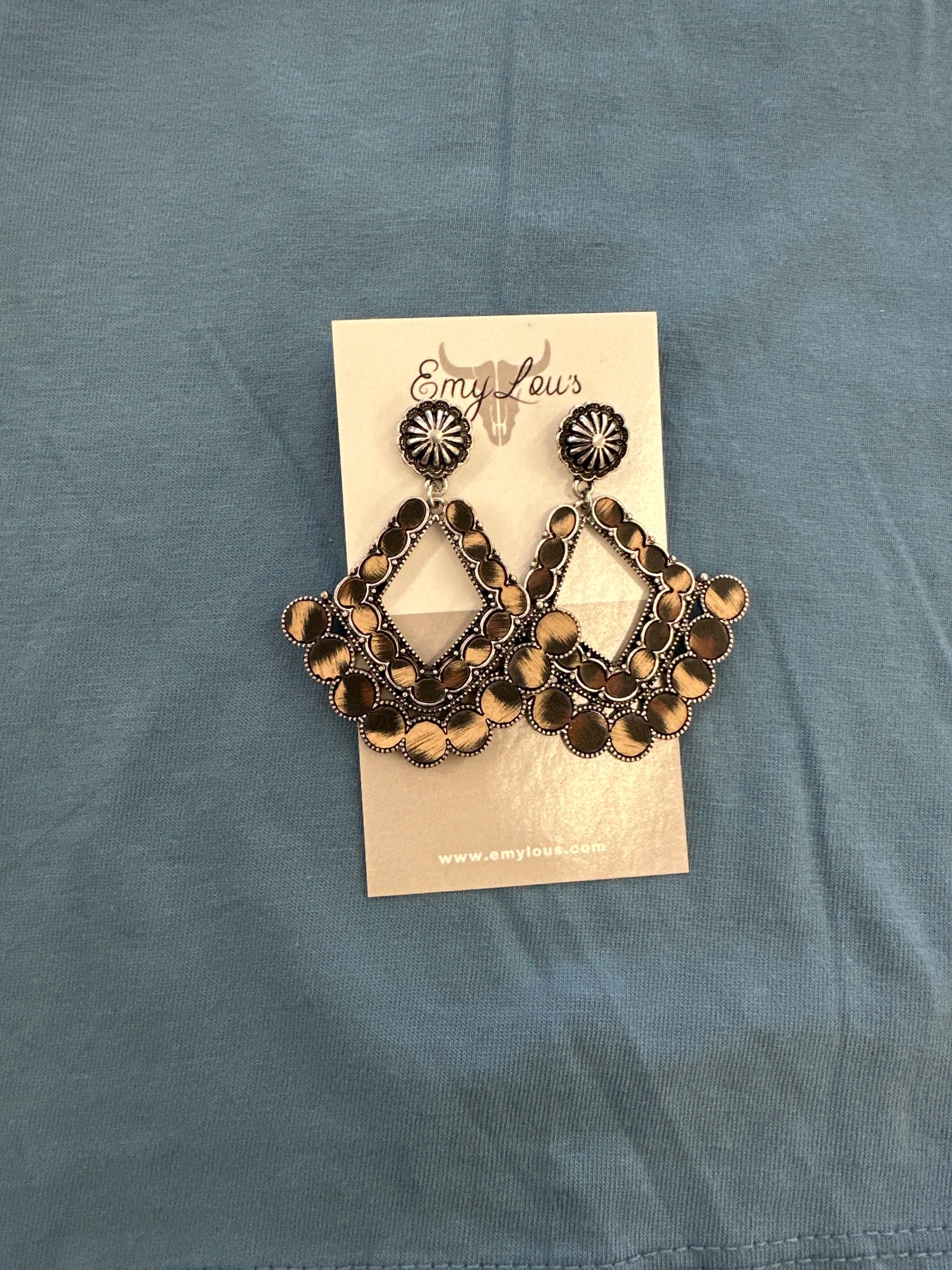 Leopard Wood and Silvertone Earrings