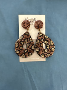 Beaded Teardrop Leopard Print Earrings