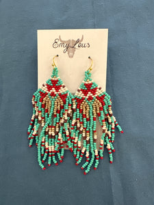 Jennys Canyon Multi Color Seed Bead Fringe Earrings