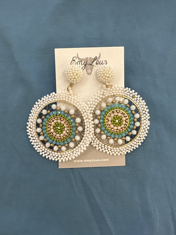 White Beaded Madalon Earrings