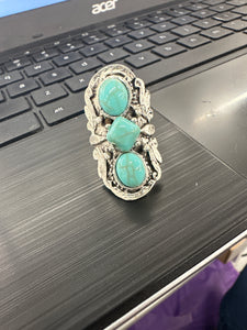 Three Turquoise Stone Ring-Adjustable