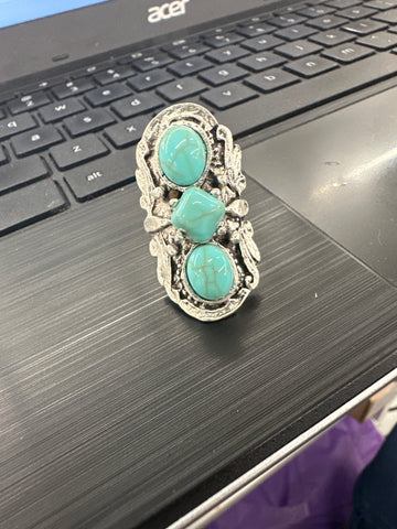 Three Turquoise Stone Ring-Adjustable