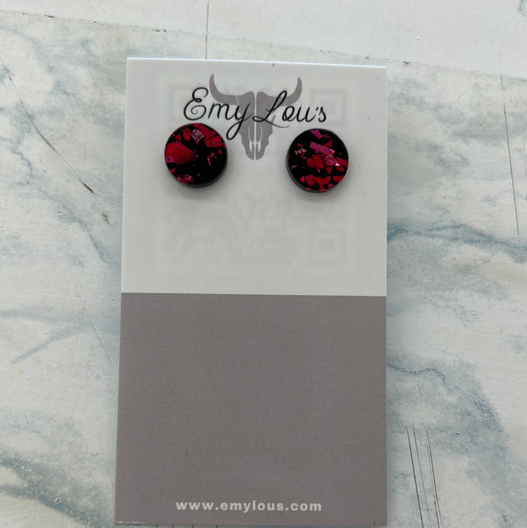 Red & Black Marble Stud