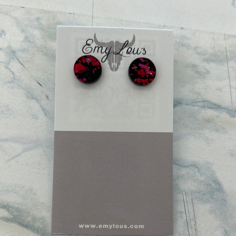 Red & Black Marble Stud