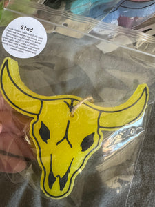 Steer Head Car Freshie- Stud Yellow