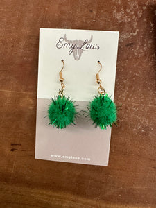 Green Pom Pom Dangles