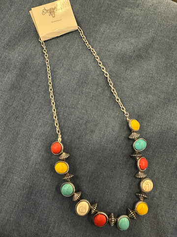 MULTI-COLOR EAGLE CREEK SILVERTONE NECKLACE