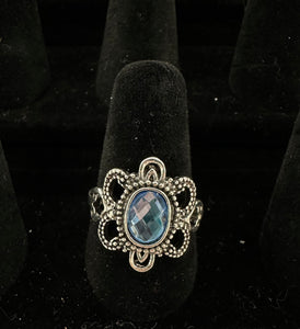Blue Diamond Flower Ring