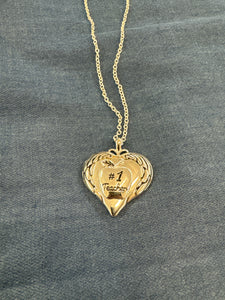 #1 Teacher Heart Necklace