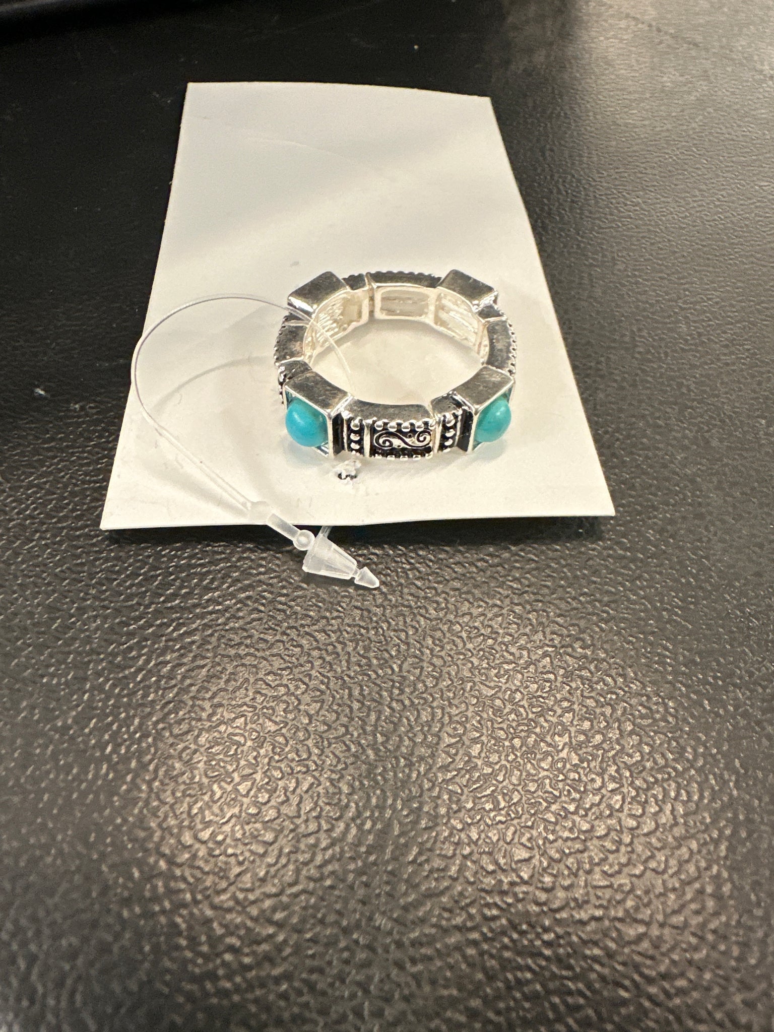 Turquoise Renegade Run Silvertone Ring-Adjustable