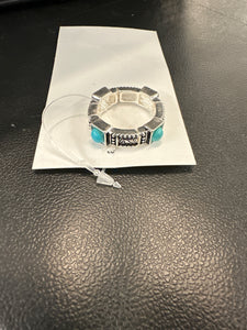 Turquoise Renegade Run Silvertone Ring-Adjustable