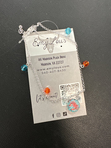 Crab Disk Silvertone Anklet