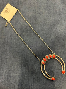 CORAL WHISTLING ARCH SILVERTONE NECKLACE