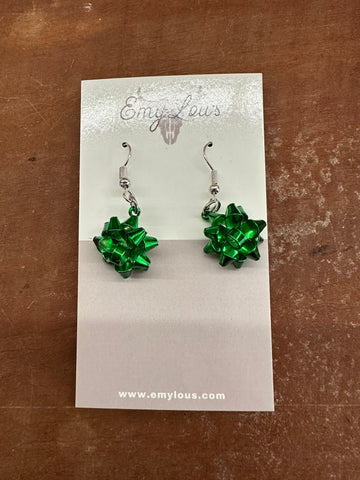 Green Gift Bow Dangles