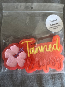 Tanned & tipsy Car Freshie - Tropical leather pink and yellow
