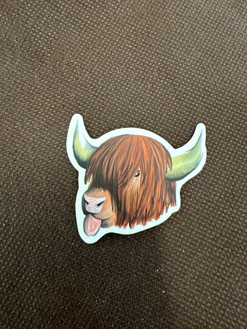 Tongue Out Highland Sticker