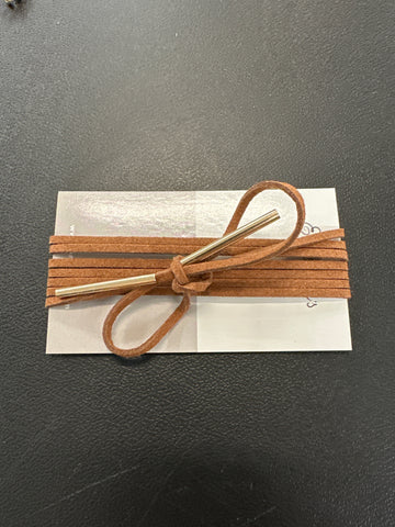 Leather Choker Tie Wrap Bow- Necklace