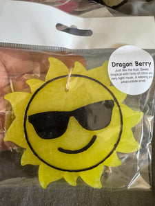 Sun w/ Sunglasses Car Freshie- Dragon Berry