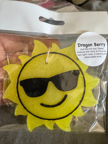 Sun w/ Sunglasses Car Freshie- Dragon Berry