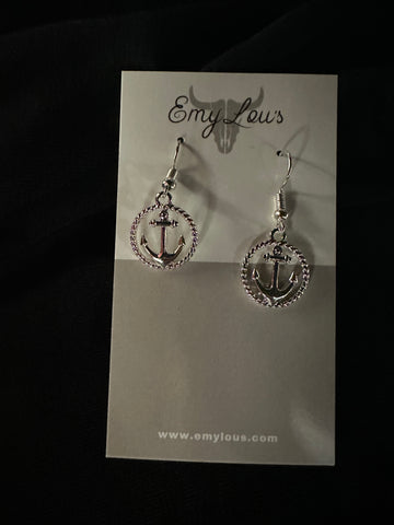 TWO-TONE ANCHOR DISK & TASSEL EARRINGS