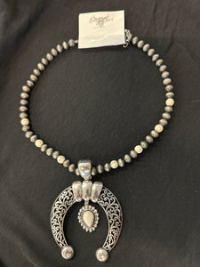 Coral Kimeya Silver Pearl Necklace
