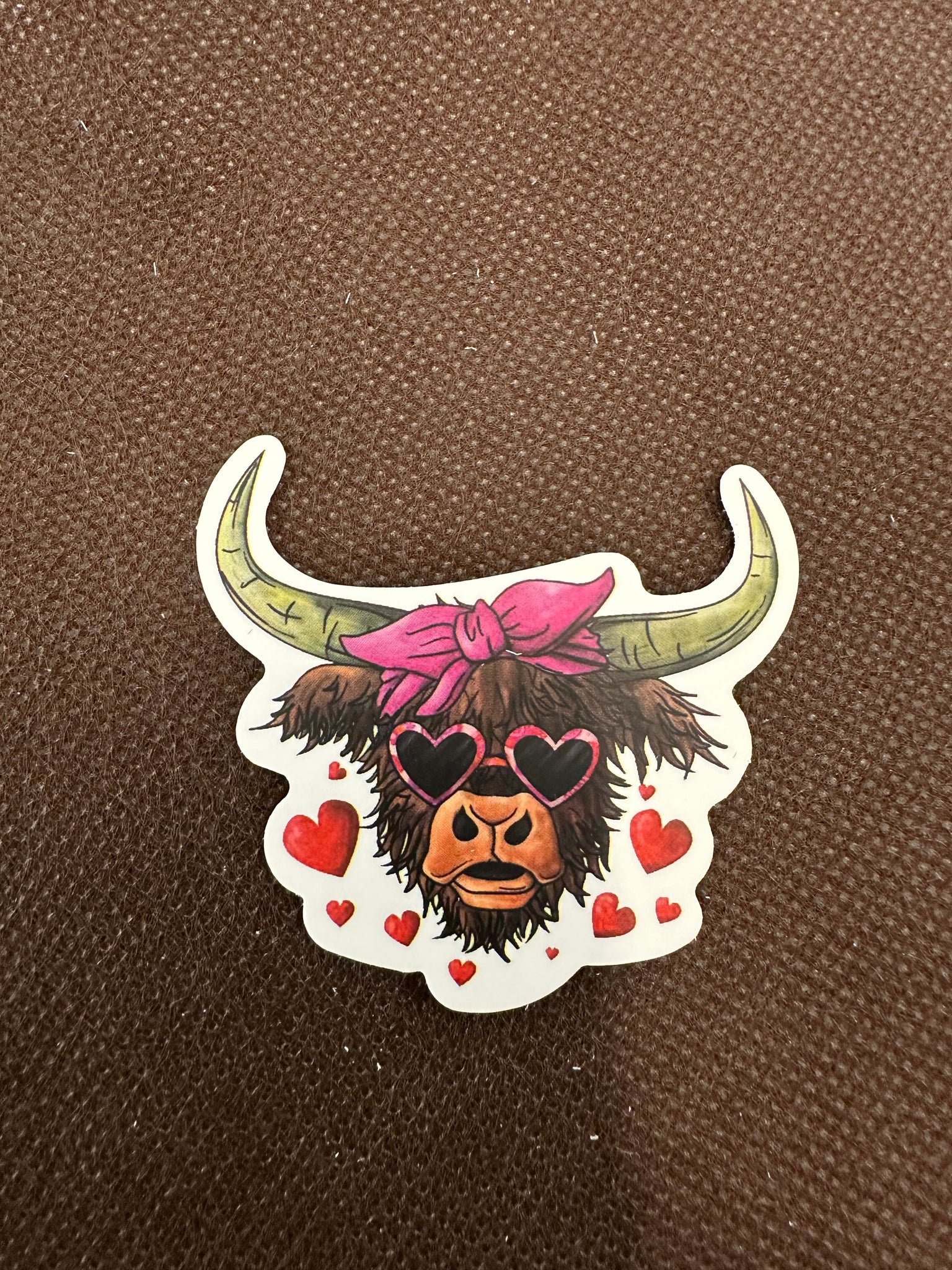 Heart Glasses Highland Head Sticker