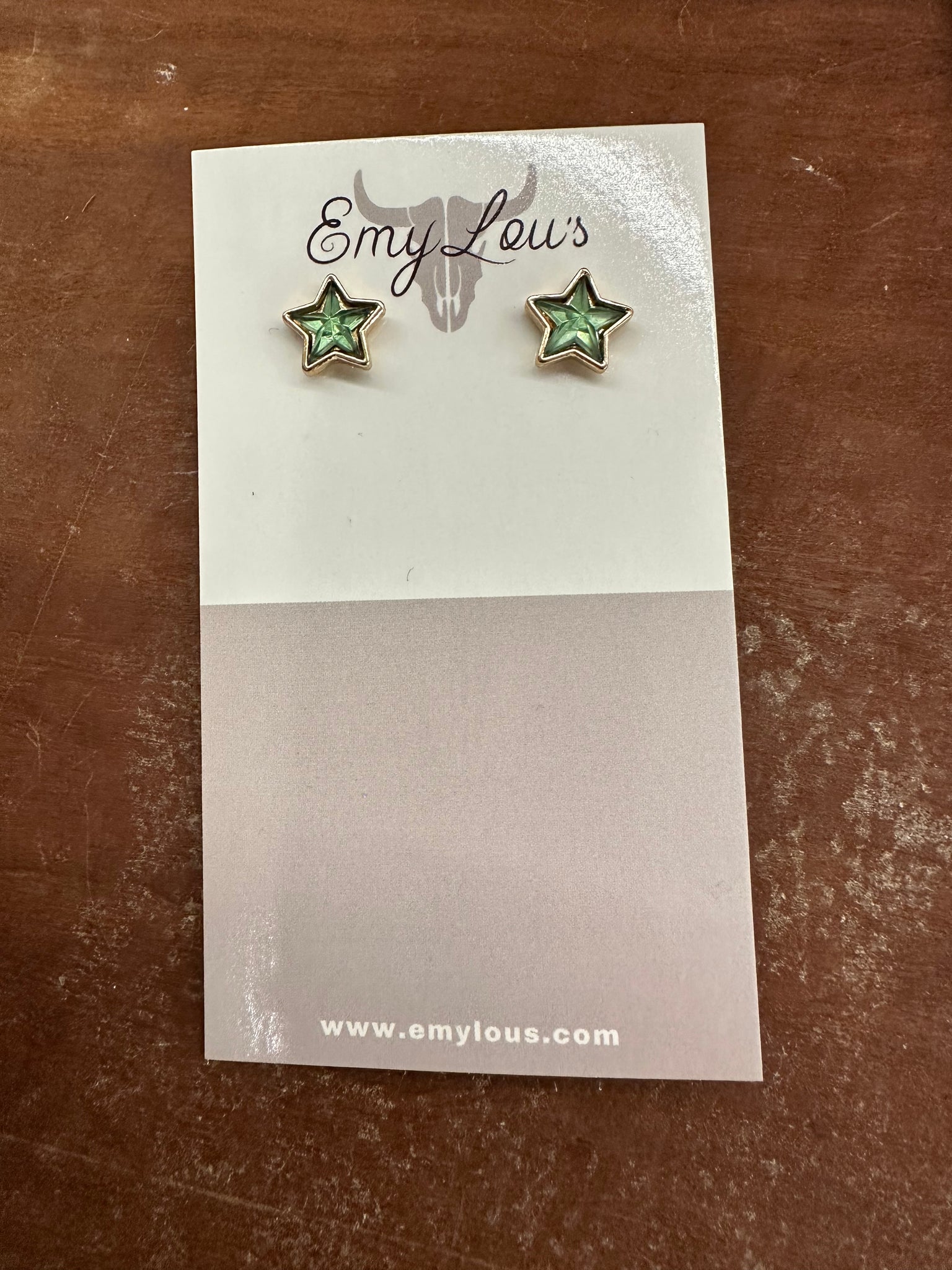Green Gold Star Earrings
