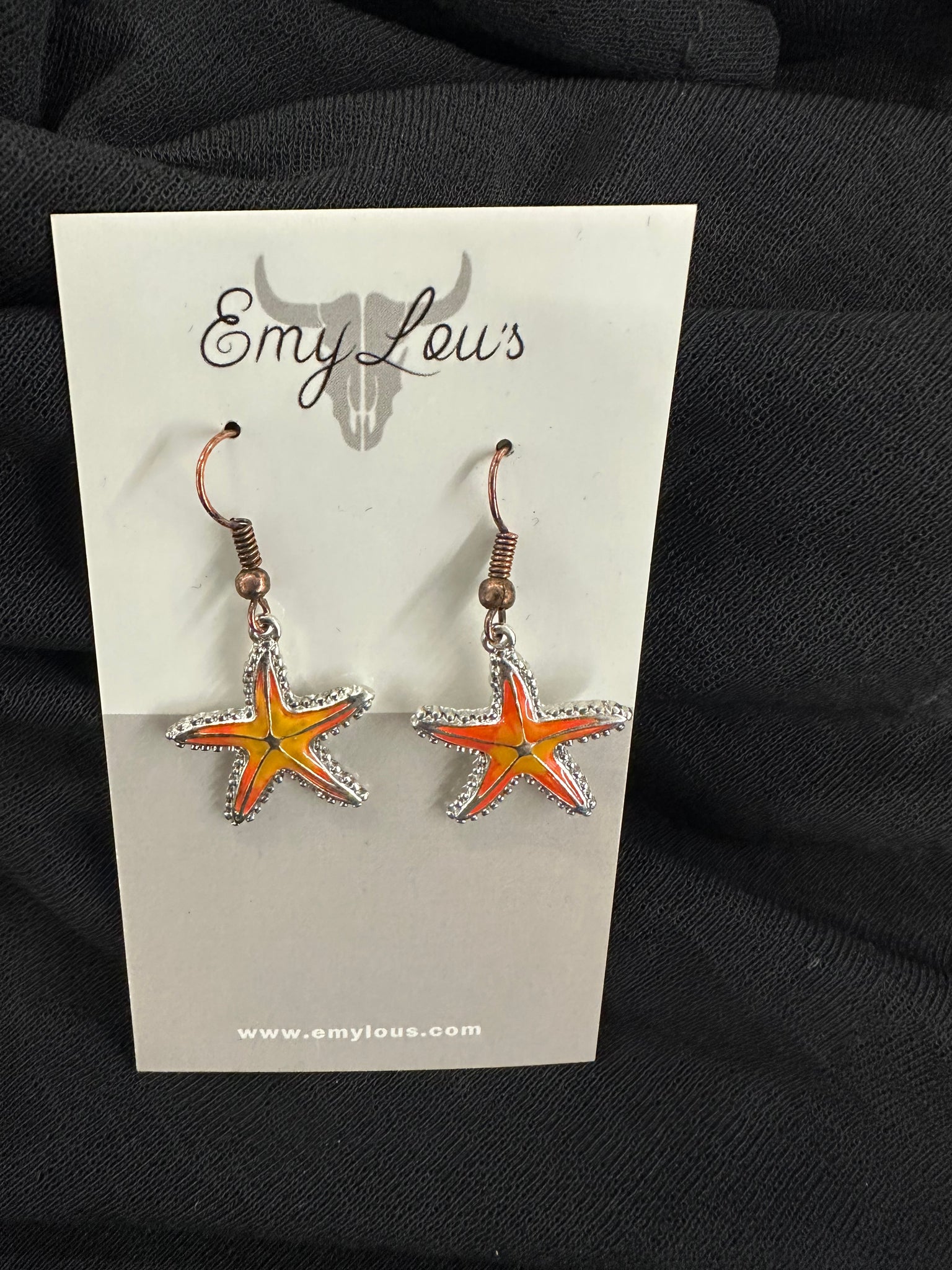 ORANGE STARFISH 'BEACH LOVE' PENDANT EARRINGS