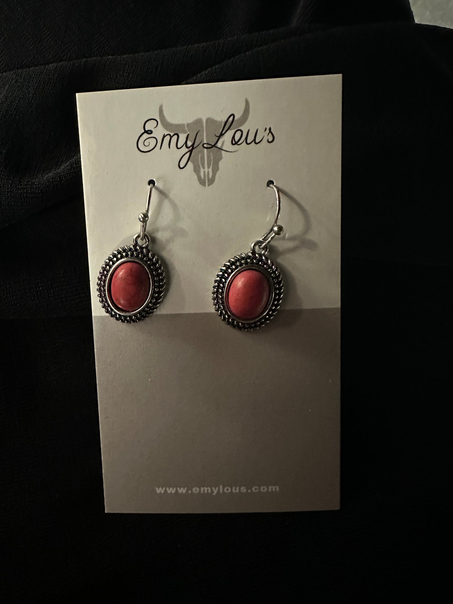 CORAL WHISTLING ARCH SILVERTONE EARRINGS