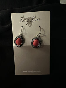 CORAL WHISTLING ARCH SILVERTONE EARRINGS
