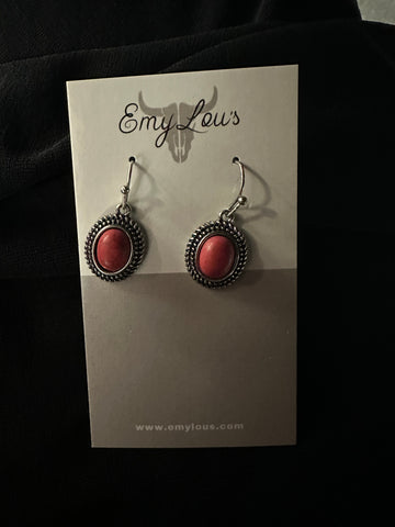 CORAL WHISTLING ARCH SILVERTONE EARRINGS