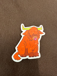 Sitting Tongue Out Highland Sticker