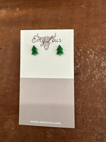 Green Christmas Tree Earrings